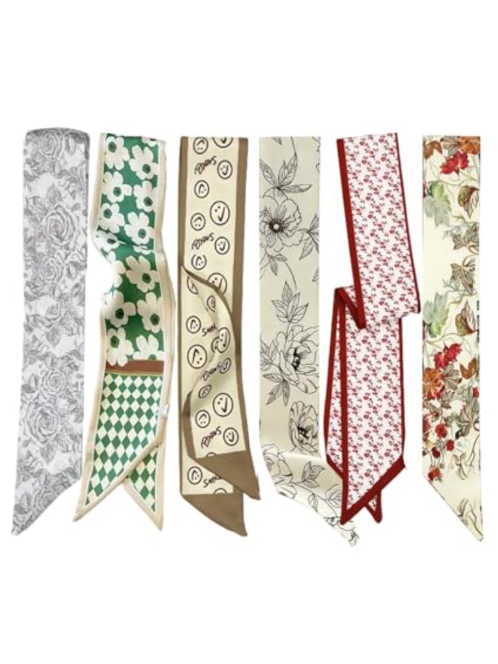 Hioyiwse 6-Pack Silk Scarf Set for Handbag Hair Neck Accessories Lightweight